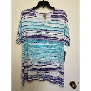 Chico's Women's Top Supremely soft V-Neck Short Sleeve size 1